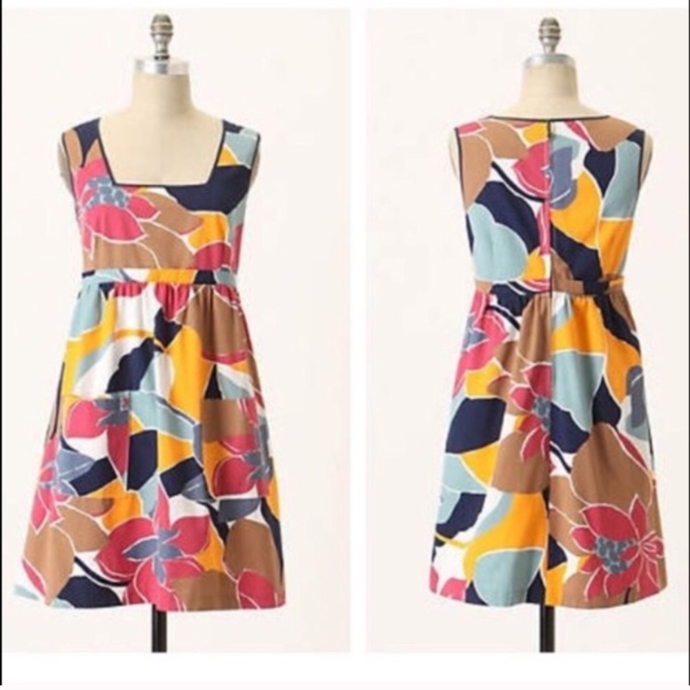 Anthropologie burgeoning latitudes day dress - size 6 - with pockets! EUC
